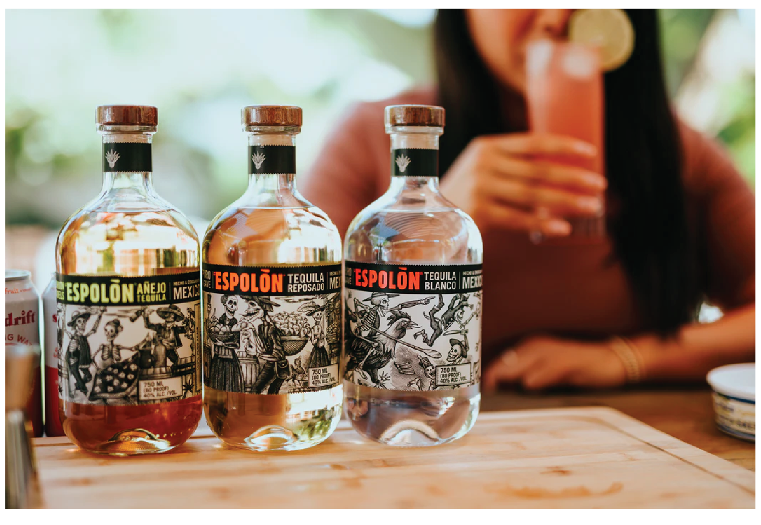 three espolon tequilas anejo, reposado, and blanco.