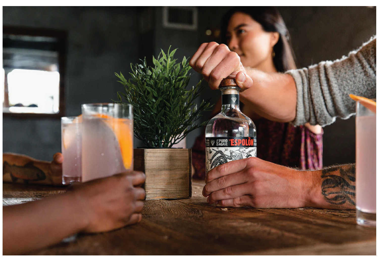 people drinking espolon tequila